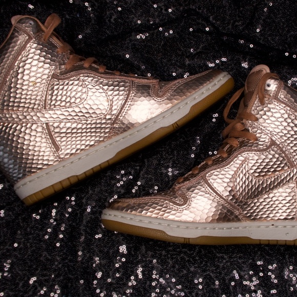 Nike Shoes - Nike Sky Hi Dunk Wedge ( Rose Gold metallic Snakeskin) SIZE 7US